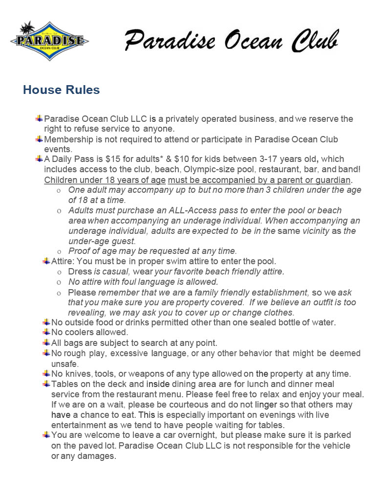 A list of house rules for POC